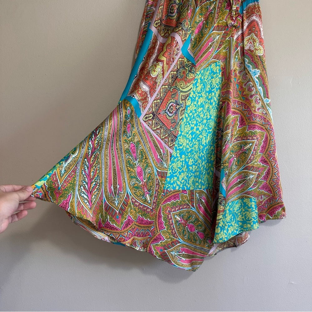 Vintage Silk Boho Colorful Paisley Women's Skirt Patchwork - Picture 10 of 10
